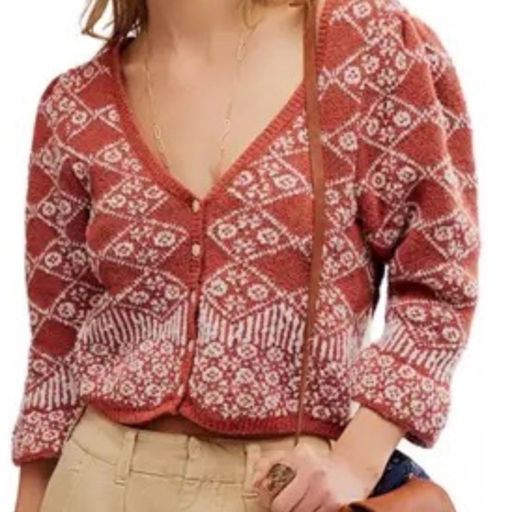 Free People Crop Boucle Cardigan